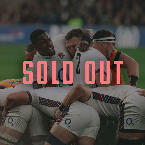 Rugby match with 'SOLD OUT' text overlay