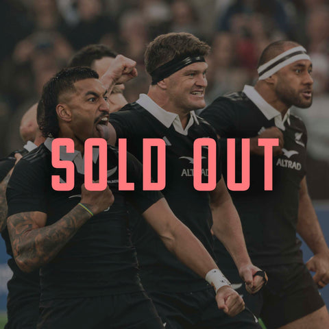 Rugby match with 'SOLD OUT' text overlay