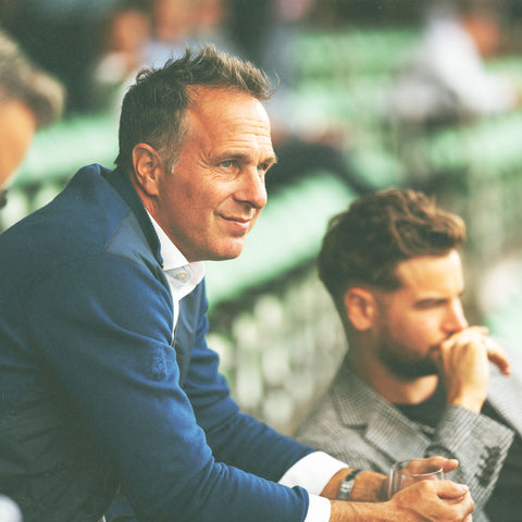 Michael Vaughan watching the cricket at The Oval