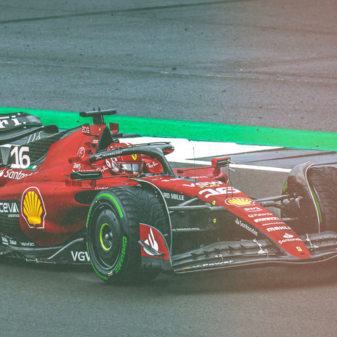 Charles Leclerc in a Ferrari at Silverstone for The F1 British Grand Prix