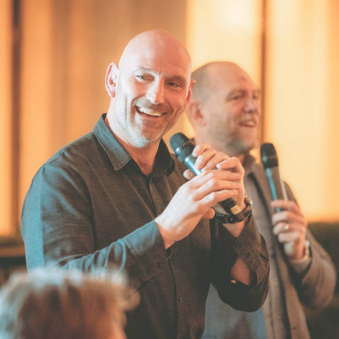 Lawrence Dallaglio and Mike Tindall in The Green Room