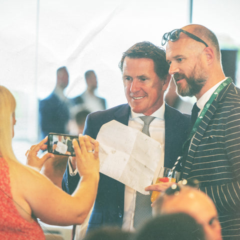 Sir AP McCoy and hospitality guest in The Green Room