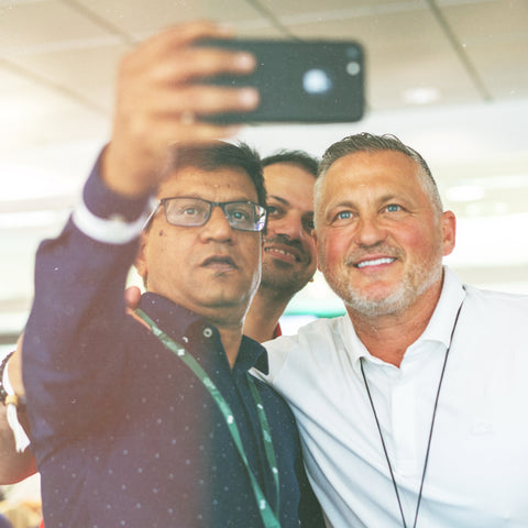 Darren Gough and guest in The Green Room at The KIA Oval