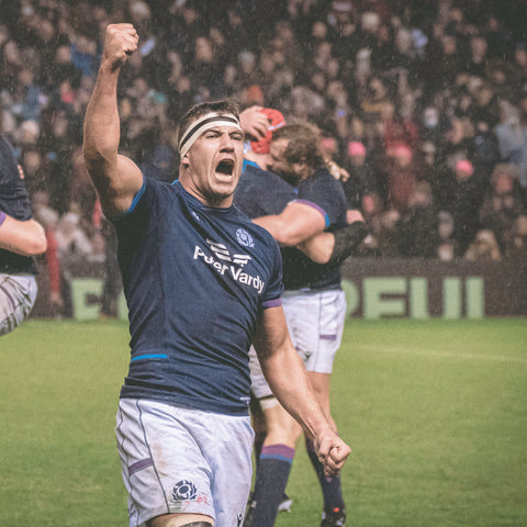 Scotland rugby player celebrates win